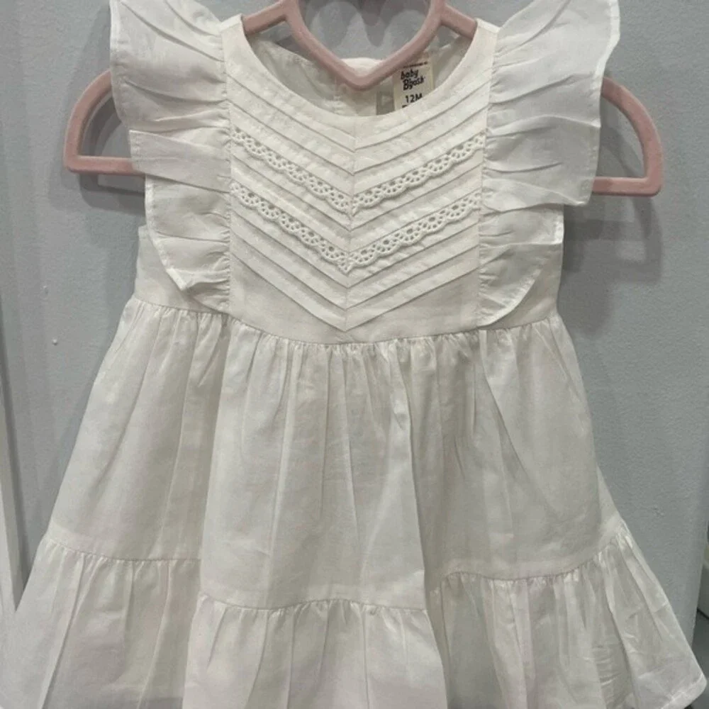 Baby Oshkosh Baby Girl White Eyelet Ruffle Tiered Sundress 12 Month